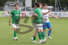Testspiel - Bezirksliga - Saison 2025/26 - FC Gerolfing - SpVgg Joshofen Bergheim - Der 1:1 Ausgleichstreffer durch David Simm grün Gerolfing - jubel - Niklas Nissl grün Gerolfing - Foto: Meyer Jürgen