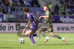 3. Liga; Erzgebirge Aue - FC Ingolstadt 04; Zweikampf Kampf um den Ball Gustav Christensen (24, FCI) Fabisch Jonah (20 Aue)