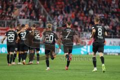 3. Liga; FC Ingolstadt 04 - SSV Jahn Regensburg; Tor Jubel Treffer 2:1 Benjamin Kanuric (8, FCI) Yannick Deichmann (20, FCI)