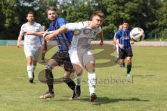 Kreisliga - Saison 2022/2023 - DJK Ingolstadt - SV Sandersdorf - Christoph Handl weiss DJK Ing - Patrick Mack blau Sandersdorf - Foto: Meyer Jürgen