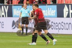 Relegation 1 - FC Ingolstadt 04 - VfL Osnabrück - Tor Jubel Siegtreffer Dennis Eckert Ayensa (7, FCI) mit Robin Krauße (23, FCI)