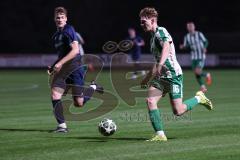 Landesliga - Saison 2025/26 - SV Manching - SC Oberweikertshofen - Luca Bienek (Nr.16 - SV Manching) wird von - Volk Andreas blau Oberweikertshofen gefoult und es gibt Elfmeter- Foto: Meyer Jürgen