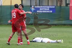 Kreisklasse - Saison 2025/26- Türk SV Ingolstadt - MTV Ingolstadt-  - Der 1:1 Ausgleichstreffer durch Umut Yürükal (nicht im Bild)  - Mertcan Gürses #19 Türkisch - Daniel Drotleff #8 Türkisch  - Foto: Meyer Jürgen