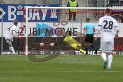 2. Fußball-Liga - Saison 2021/2022 - FC Ingolstadt 04 - Hamburger SV - Der 0:4 Führungstreffer durch Mikkel Kaufmann #11 Hamburg - Dejan Stojanovic Torwart (#39 FCI) -  jubel - Foto: Meyer Jürgen