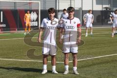 U17 DFB-Nachwuchsliga - Saison 2024/25 - FC Ingolstadt 04 - TSG Hoffenheim - Armir Bytyqi und Timo Hengmith bilden einen Mauer - XXXXX - Foto: Meyer Jürgen