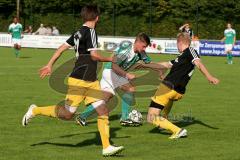 Landesliga - FC Gerolfing -SV Kirchanschöring - Haunschild Philipp #21 grün Gerolfing -  Jung Christian #15 schwarz Kirchanschöring -  Foto: Jürgen Meyer
