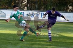 Landesliga - FC Gerolfing - SV Hebertsfelden- Hallman Philipp #19 grün Gerolfing - Obermeier Thomas Torwart Hebertsfelden - Foto: Jürgen Meyer