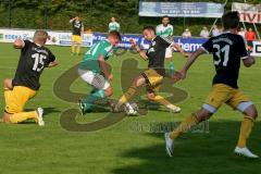 Landesliga - FC Gerolfing -SV Kirchanschöring - Haunschild Philipp #21 grün Gerolfing -  Mölzl Patrick #22 schwarz Kirchanschöring - Jung Christian #15 schwarz Kirchanschöring -  Foto: Jürgen Meyer