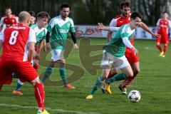 Landesliga Südost - FC Gerolfing - SV Erlbach - Hallmen Phillipp #19 grün Gerolfing - Kuhn Lukas rot Erlbach - Foto: Jürgen Meyer