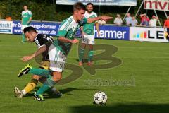 Landesliga - FC Gerolfing -SV Kirchanschöring - Haunschild Philipp #21 grün Gerolfing -  Mölzl Patrick #22 schwarz Kirchanschöring -  Foto: Jürgen Meyer
