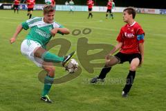 Landesliga - FC Gerolfing - ASV Dachau - Haunschild Philipp (grün Gerolfing) - Roth Christian ( rot Dachau) - Foto: Jürgen Meyer