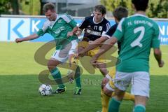 Landesliga - FC Gerolfing -SV Kirchanschöring - Haunschild Philipp #21 grün Gerolfing - Heinrich Christian #11 schwarz Kirchanschöring -   Foto: Jürgen Meyer