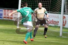 Landesliga SüdOst Fußball - FC Gerolfing - FC Ergolding - Kubicek Andrej #7 grün Gerolfing - Hanglberger Michael Torwart Ergolding - Foto: Jürgen Meyer