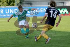 Landesliga - FC Gerolfing -SV Kirchanschöring - Haunschild Philipp #21 grün Gerolfing - Straßer Alois #14 schwarz Kirchanschöring -   Foto: Jürgen Meyer