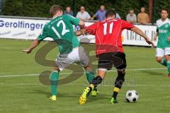 Landesliga - FC Gerolfing - ASV Dachau - Kellner Stefan (#12 Gerolfing) - Bergner Maximilan (#11 Dachau) - Foto: Jürgen Meyer