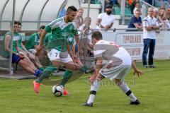 Landesliga SüdOst Fußball - FC Gerolfing - FC Ergolding - Kubicek Andrej #7 grün Gerolfing - Eschelberger Stepahn weiss #3 Ergolding - Foto: Jürgen Meyer