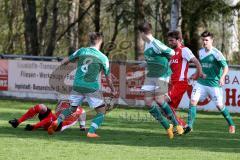 Landesliga Südost - FC Gerolfing - SV Erlbach - Graßl Sebastian #8 grün Gerolfing -Dormeier Florian grün Gerolfing #15 - Hallmen Phillipp #19 grün Gerolfing - Foto: Jürgen Meyer