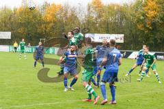 Landesliga 2015/16 - FC Gerolfing - ASV Dachau - Robinson Adrian grün FC Gerolfing beim Kopfball - Beiz Flad grün FC Gerolfing im Sprung - Foto: Jürgen Meyer