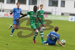 Landesliga 2015/16 - FC Gerolfing - ASV Dachau - Robinson Adrian grün FC Gerolfing - Roth Christian #2 blau Dachau - Foto: Jürgen Meyer