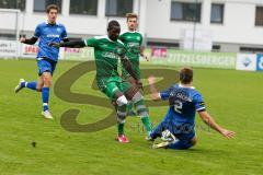 Landesliga 2015/16 - FC Gerolfing - ASV Dachau - Robinson Adrian grün FC Gerolfing - Roth Christian #2 blau Dachau - Foto: Jürgen Meyer