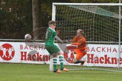 Landesliga 2015/16 - FC Gerolfing - TSV Eching - Sebastian Graßl grün Gerolfing - Hornof Franz Torwart Eching - Foto: Jürgen Meyer