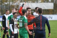 Landesliga 2015/16 - FC Gerolfing - TSV Eching - Ernhofer Marco Torwart Gerolfing - Onur Keskin grün Gerolfing mit der Schiedsrichter entscheidung nicht zufrieden - Foto: Jürgen Meyer