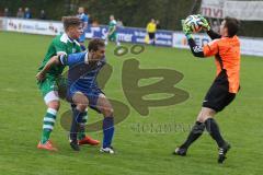 Landesliga 2015/16 - FC Gerolfing - ASV Dachau - Graßl Sebastian #8 grün FC Gerolfing - Bykanov Artem Torwart Dachau - Foto: Jürgen Meyer