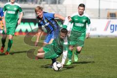 Landesliga 2015/16 - FC Gerolfing - SV Planegg - Krailing - Andrej Kubicek grün Gerolfing wird gefoult - Paul Wilnauer blau Planegg - Foto: Jürgen Meyer