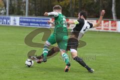 Landesliga 2015/16 - FC Gerolfing - TSV Eching - Sebastian Graßl grün Gerolfing - Kantar Mustafa schwarz Eching - Foto: Jürgen Meyer