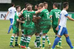 Landesliga 2015/16 - FC Gerolfing - SC Kircheim - Graßl Sebastian #8 grün Gerolfing - Janker Fabian #16 grün Gerolfing - Ihring Florian #15 grün Gerolfing -Suszko Mariusz #31 grün Gerolfing -  Foto: Jürgen Meyer