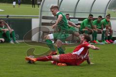 Landesliga 2015/16 - Relegation - FC Gerolfing - TSV Gilching - Graßl Sebastian grün Gerolfing - König Maximilian rot Gilching - Foto: Jürgen Meyer