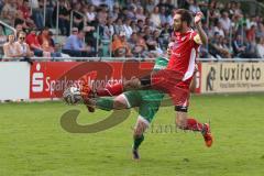 Landesliga 2015/16 - Relegation - FC Gerolfing - TSV Gilching - Volk Denis grün Gerolfing - Hoelzl Maximilian rot Gilching - Foto: Jürgen Meyer
