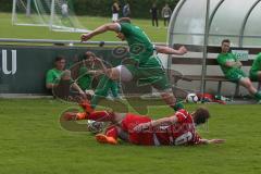 Landesliga 2015/16 - Relegation - FC Gerolfing - TSV Gilching - Graßl Sebastian grün Gerolfing - König Maximilian rot Gilching - Foto: Jürgen Meyer