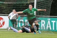 BZL Oberbayern Nord - Saison 2016/17 -  FC Gerolfing - TSV Erding - Der 1:0 Führungstreffer durch Artan Halimi #10 Gerolfing - Timo Dörhöfer Torwart Erding - Foto: Jürgen Meyer