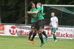 BZL Oberbayern Nord - Saison 2016/17 -  FC Gerolfing - TSV Erding - Der 1:0 Führungstreffer durch Artan Halimi #10 Gerolfing - Aziz Somer #3 Gerolfing freut sich - Jubel -Foto: Jürgen Meyer