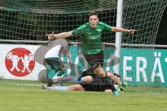 BZL Oberbayern Nord - Saison 2016/17 -  FC Gerolfing - TSV Erding - Der 1:0 Führungstreffer durch Artan Halimi #10 Gerolfing - Timo Dörhöfer Torwart Erding - Foto: Jürgen Meyer