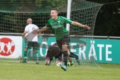 BZL Oberbayern Nord - Saison 2016/17 -  FC Gerolfing - TSV Erding - Der 1:0 Führungstreffer durch Artan Halimi #10 Gerolfing - Timo Dörhöfer Torwart Erding - Foto: Jürgen Meyer