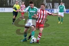 FC Gerolfing II - TSV Kösching II - Kunz Florian (#9 Gerolfing) - Hettele Sebastian (#4 Kösching rot) - Foto: Jürgen Meyer