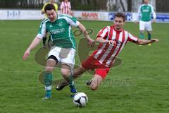 FC Gerolfing II - TSV Kösching II - Kunz Florian (#9 Gerolfing) - Hettele Sebastian (#4 Kösching rot) - Foto: Jürgen Meyer