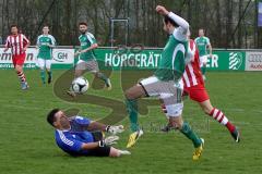 FC Gerolfing II - TSV Kösching II - Nissi Johannes (#5 Gerolfing grün) - Mayer Andreas (Torwart Kösching) - Foto: Jürgen Meyer