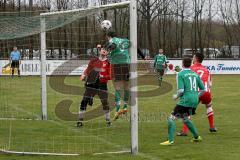 Kreisliga - FC Gerolfing II - FC Hepberg - Göppel Stefan Torwart Gerolfing - Huber Maximilian #5 grün Gerolfing rettet auf der Linie mit Kopfball - Lushi Atdhedon #7 rot Hepberg - Redl Christian #14 grün Gerolfing - Foto: Jürgen Meyer