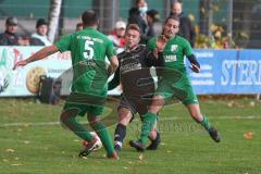 Liga Pokal Kreisliga  - FC Grün Weiss Ingolstadt - FC Sandersdorf - Matthias Scharlach schwarz Sandersdorf - Erhan Kandi grün weiss Ing #5 - Inan Düzgün grün weiss Ing rechts - Foto: Jürgen Meyer