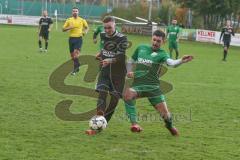 Liga Pokal Kreisliga  - FC Grün Weiss Ingolstadt - FC Sandersdorf - Sandro Rott schwarz Sandersdorf - Sercan Kocatürk grün weiss Ing rechts  -Foto: Jürgen Meyer