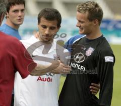 FSV Frankfurt - FC Ingolstadt 04 - 24.03.08 - gutgelaunter Husterer und Jungwirth nach dem Spiel