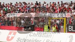 2.Bundesliga - FC Ingolstadt 04 - TuS Koblenz - Spruchband der Fans, Hooligan