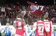 FC Ingolstadt 04 - FSV Frankfurt - Einmarsch. Im Hintergrund die Fans