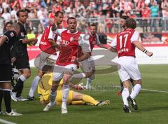 2.Bundesliga - FC Ingolstadt 04 - FSV Mainz - 1:0 durch Michael Wenzcel, Malte Metzelder jubelt