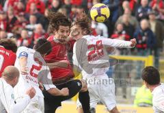 3.Liga - FC Ingolstadt 04 - SSV Jahn Regensburg - Kopfball Markus Karl Marcel Hagmann und Stefan Binder