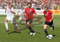 3.Liga - FC Ingolstadt 04 - SpVgg Unterhaching - Moritz Hartmann und mitte Markus Karl im Angriff