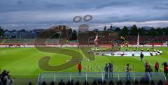 3.Liga - FC Ingolstadt 04 - Hansa Rostock - 1. Relegation - Fans Fußballfeld Stadion Fahnen